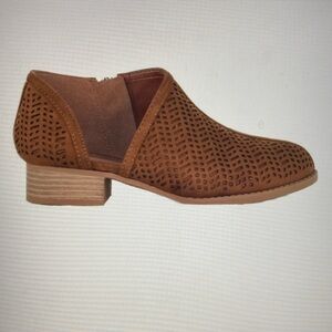 Suede Tan Brown Small Heel Women Side Zipper Ankle Boots